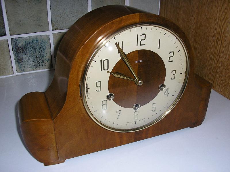 P1080001.JPG - A very nice example of a Smiths Mantle Clock using a 'Floating Balance' Complete strip, clean & service.
