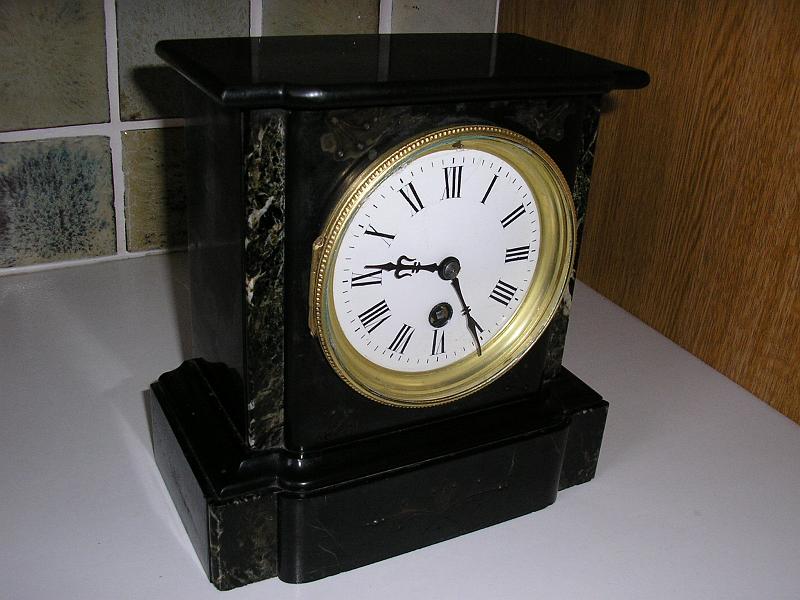 P1230001.JPG - A Slate Clock, time only, with a standard French Movement. Cleaned & serviced.