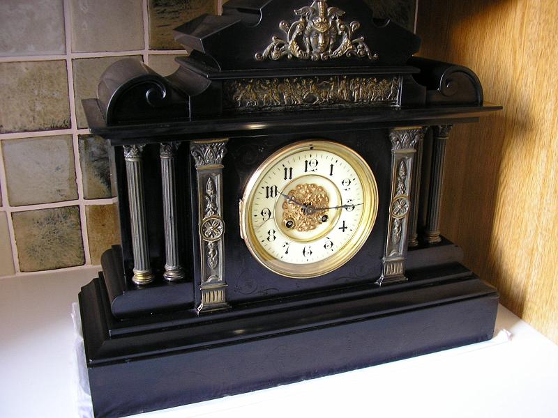 P2050009.JPG - A very heavy Black Slate Clock. Cleaned & serviced.