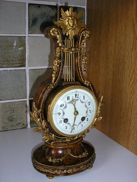 P2180002.JPG - A very nice French 'Lyre' Clock. Light clean & service resulted in excellent timekeeping.