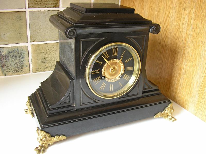 P6150001.JPG - Classic French Slate Clock. Cleaned & serviced.