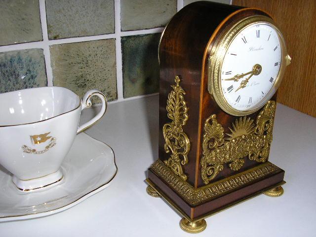 P6170003.JPG - A very pretty French Mantle Clock, serviced & fitted with a new Platform sourced in Switzerland.  Case cleaned  & polished.