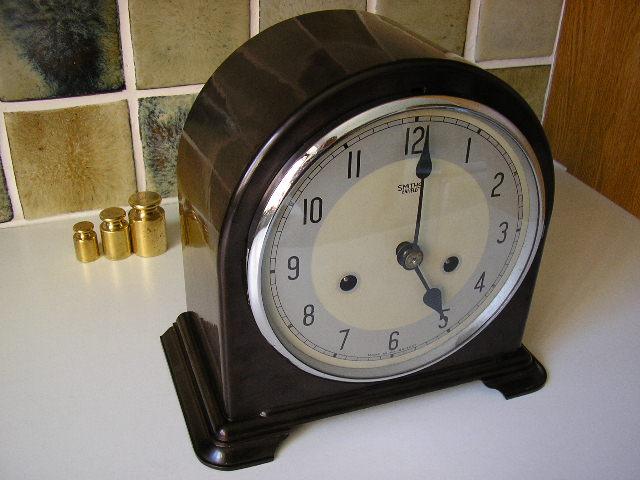 P6250001.JPG - A Mantle clock from the Enfield Clock Company.  Produced under Smiths early ownership.  Cleaned & polished back to good working order.