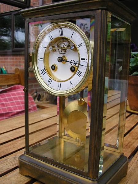 PA260003.JPG - 'Brass & Glass' French Mantle Clock.  Cleaned and serviced back to working order.