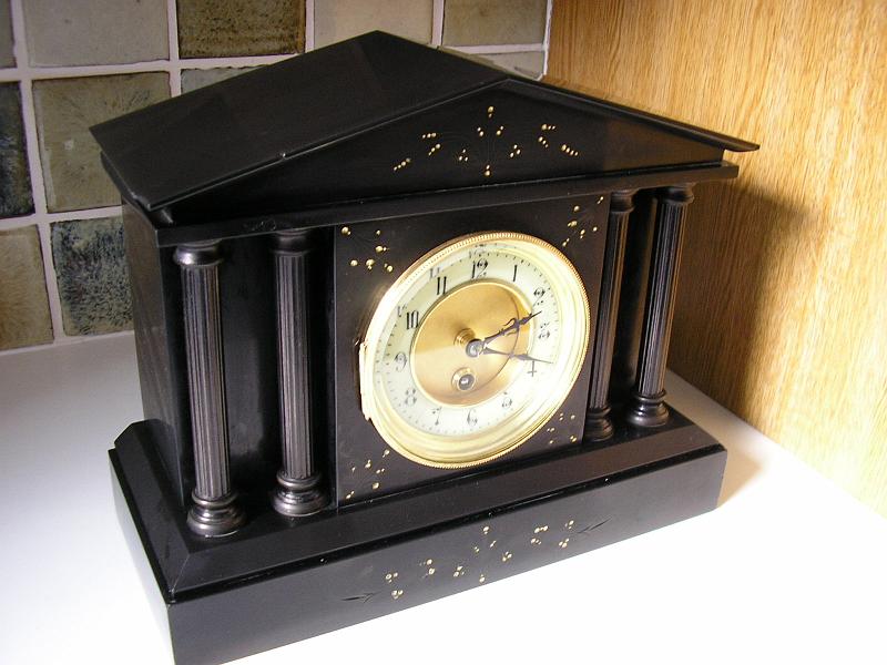 TDSlate.JPG - A slate creation carrying a French time only movement. Restored to working order.