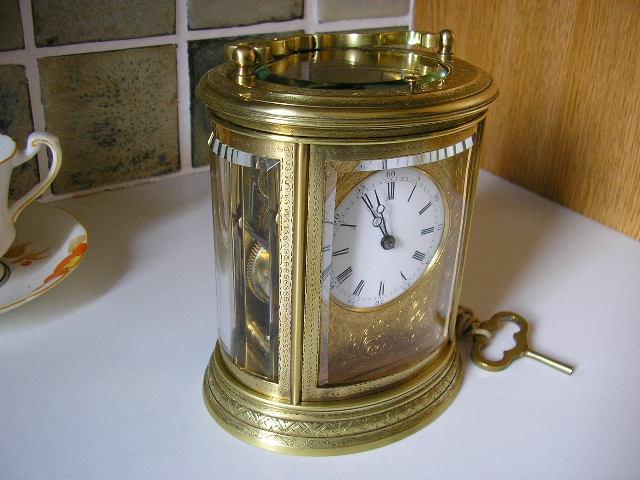 P9120003.JPG - A very good quality French Carriage Clock, oval design.  Full clean and service plus replacement (new part made) of a badly worn part.