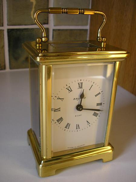 PB160001.JPG - A modern French Carriage Clock. Full of carpet fibres. Cleaned & polished back to service.