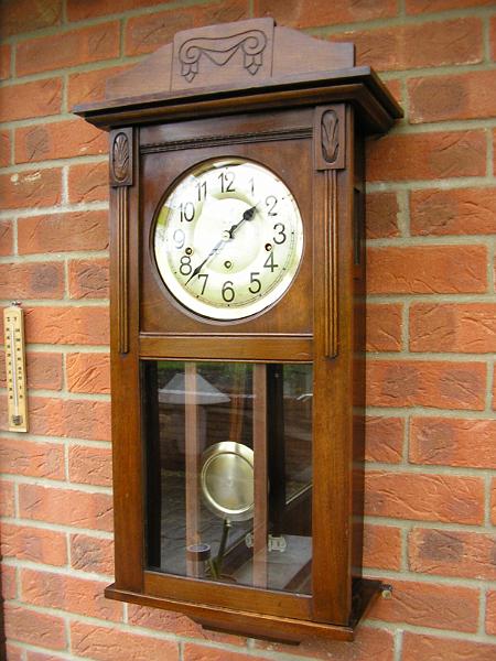 P1250002.JPG - German Wall Clock. Cleaned & serviced.